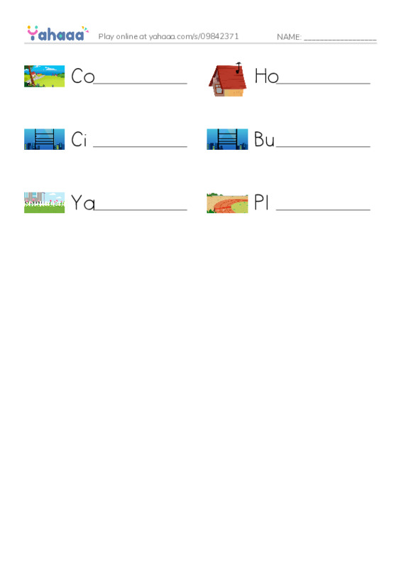 Write the word rows worksheet for I LIVE HERE