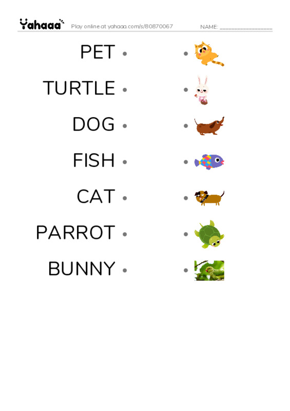 Draw a line to match worksheet for SPECIAL FRIENDS