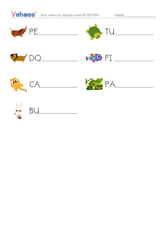 Write the word rows worksheet for SPECIAL FRIENDS