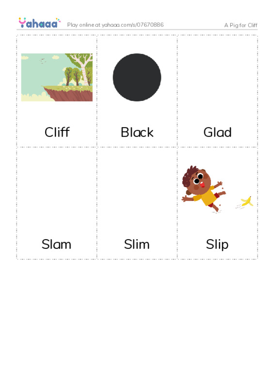 Picture flashcards worksheet for A Pig for Cliff
