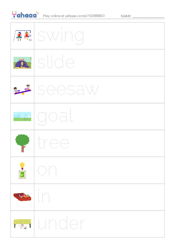 Picture and word rows worksheet for Family and Friends 1 Unit 5