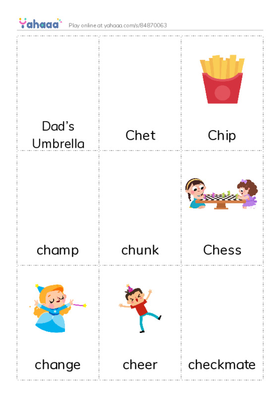 Picture flashcards worksheet for Dad’s Umbrella, Chet, Chip and 12 more