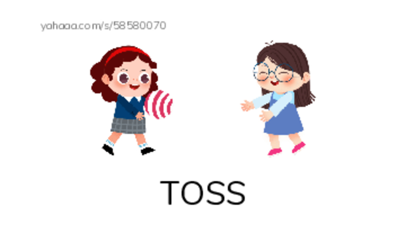 Index cards with pictures worksheet for TOSS, KICK, HOP