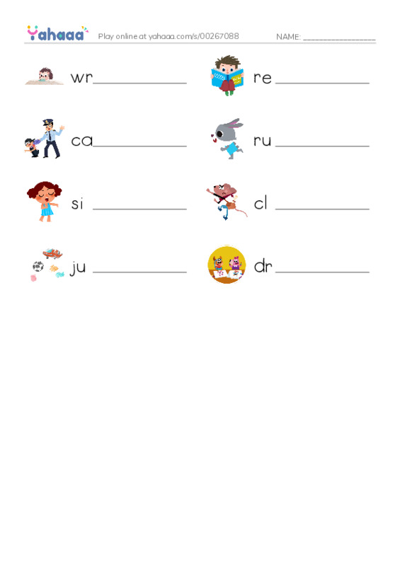 Write the word rows worksheet for write, read, catch and 5 more