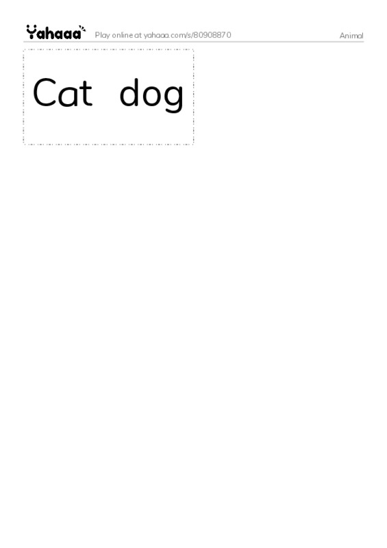 Word flashcards worksheet for Animal