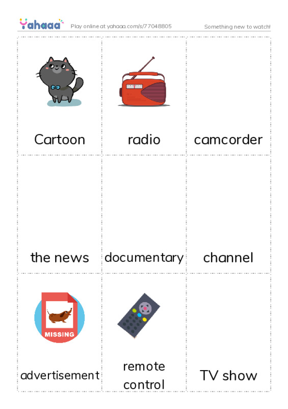 Picture flashcards worksheet for Something new to watch!