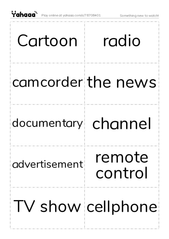 Word flashcards worksheet for Something new to watch!