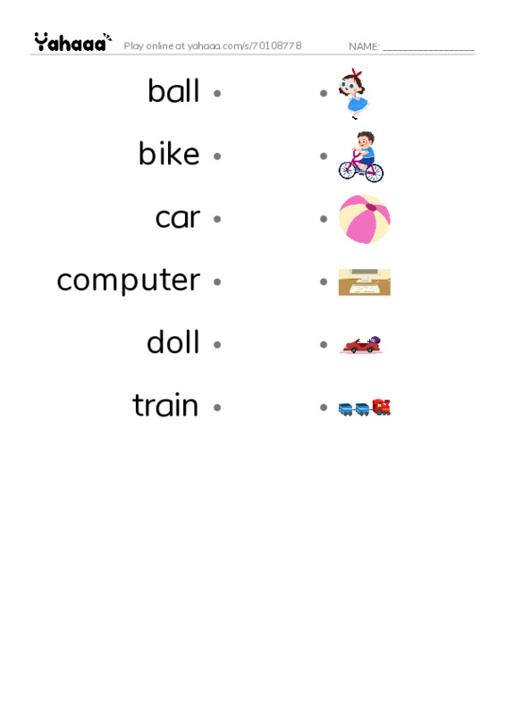 Draw a line to match worksheet for Kids Box 1 Unit 3