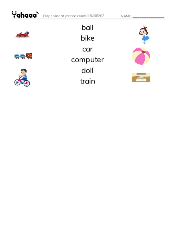 Match both sides worksheet for Kids Box 1 Unit 3