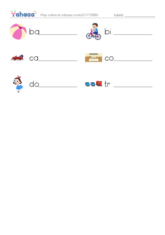 Write the word rows worksheet for Kids Box 1 Unit 3