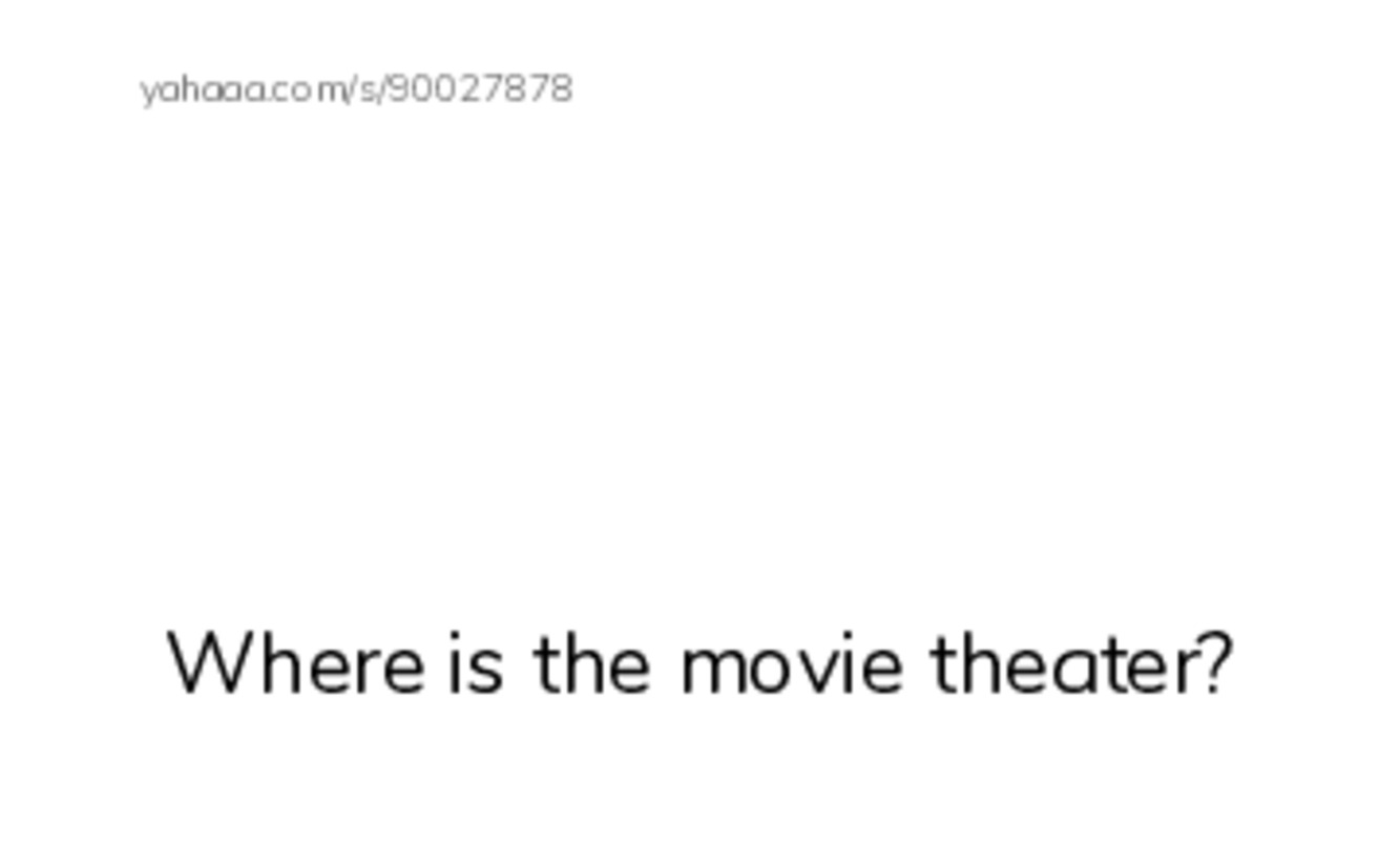 Index cards with pictures worksheet for Where is the movie theater?, Movie theater, We watch movies in the movie theater and 4 more
