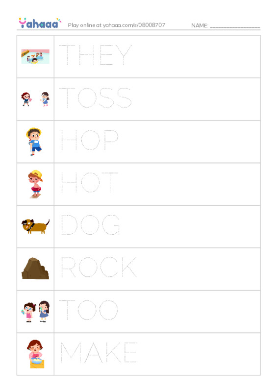 Picture and word rows worksheet for FRIENDS