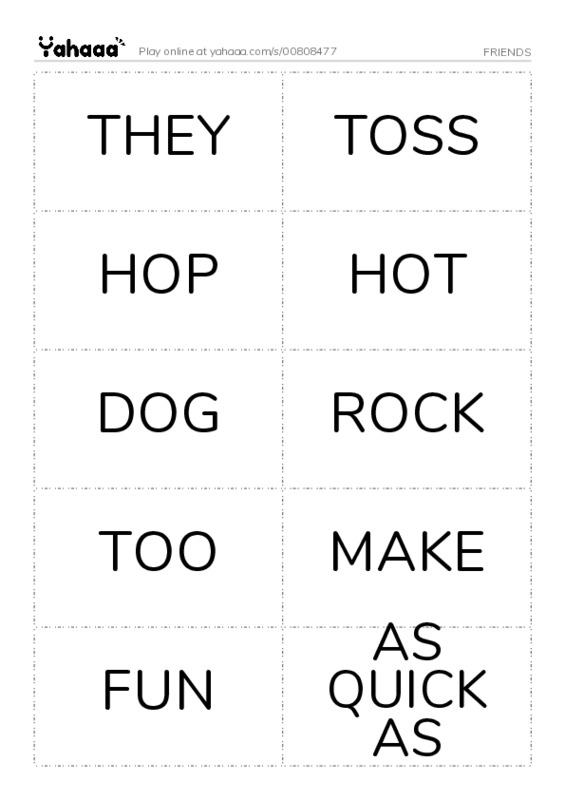 Word flashcards worksheet for FRIENDS