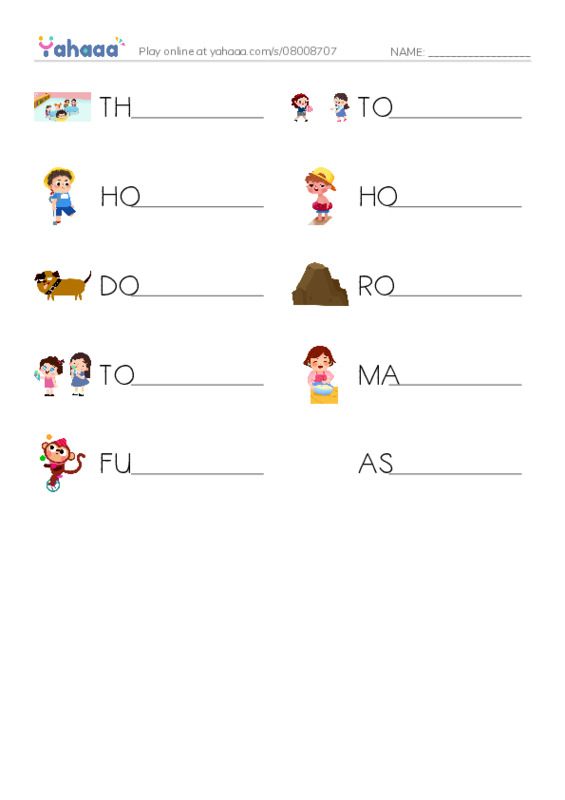 Write the word rows worksheet for FRIENDS