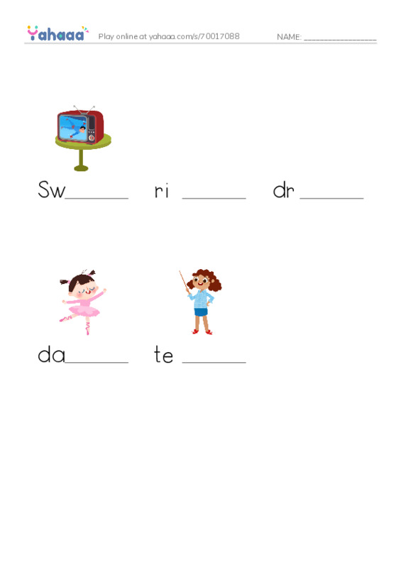 Finish the word worksheet for I Can