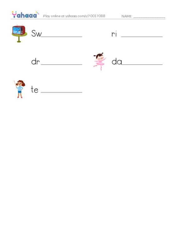 Write the word rows worksheet for I Can