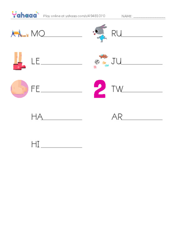 Write the word rows worksheet for MOVE IT