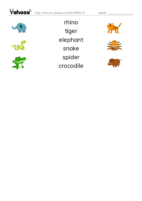 Match both sides worksheet for Animal