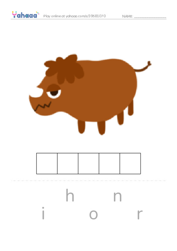 Letter scramble puzzle worksheet for Animal
