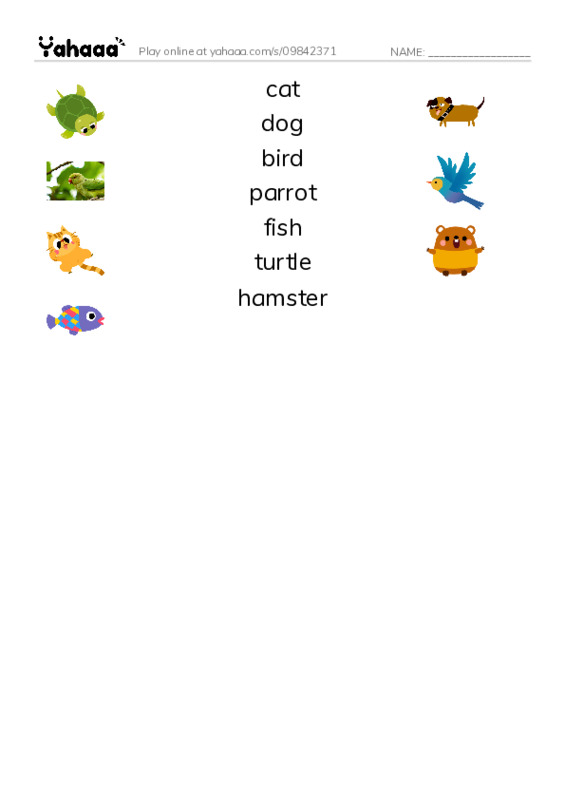 Match both sides worksheet for Pets