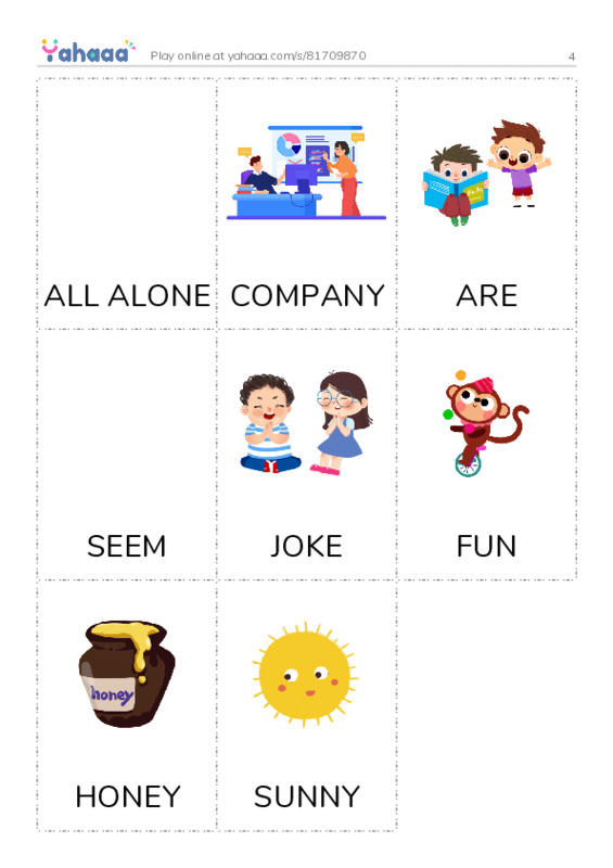 Picture flashcards worksheet for 4