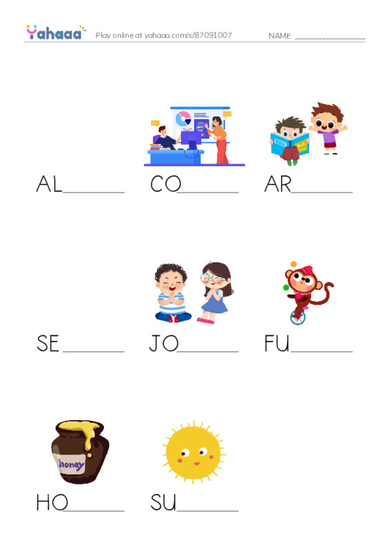 Finish the word worksheet for 4