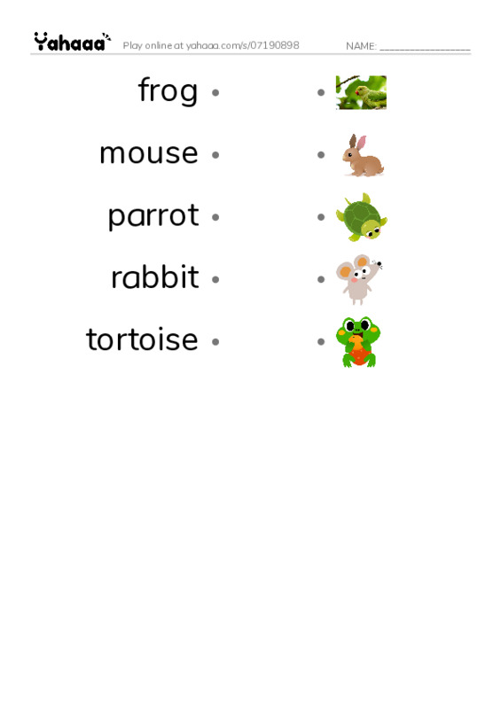 Draw a line to match worksheet for animals