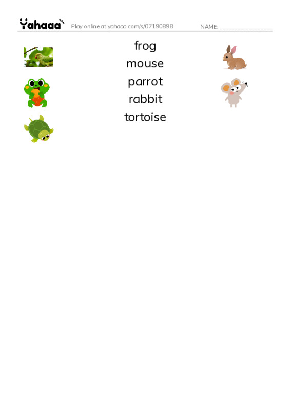 Match both sides worksheet for animals