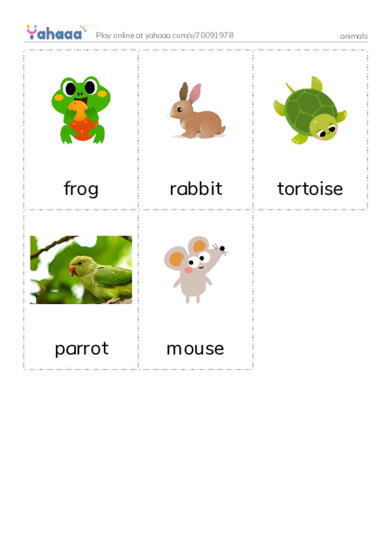 Picture flashcards worksheet for animals