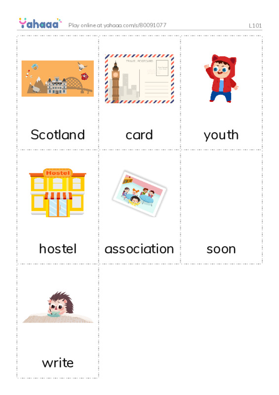 Picture flashcards worksheet for L101