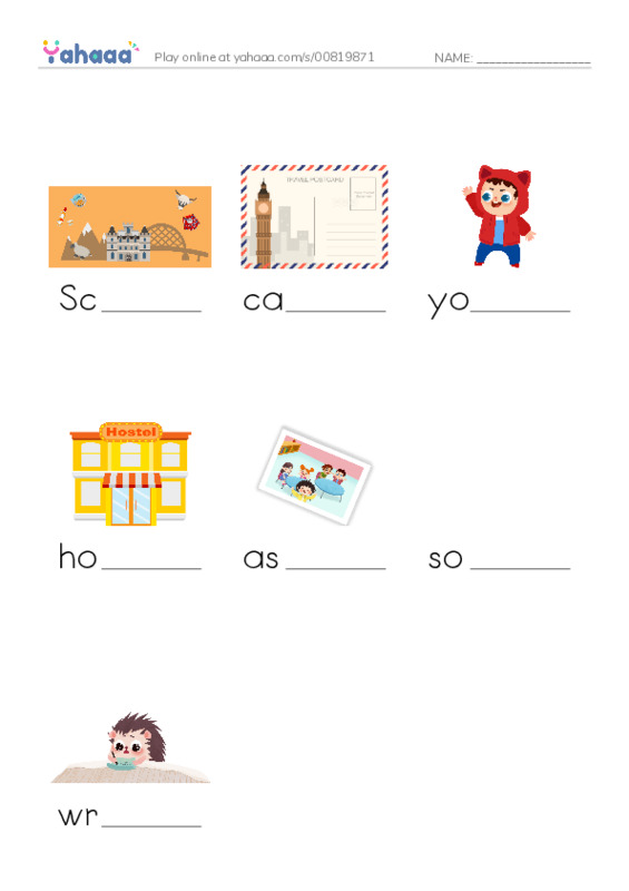 Finish the word worksheet for L101