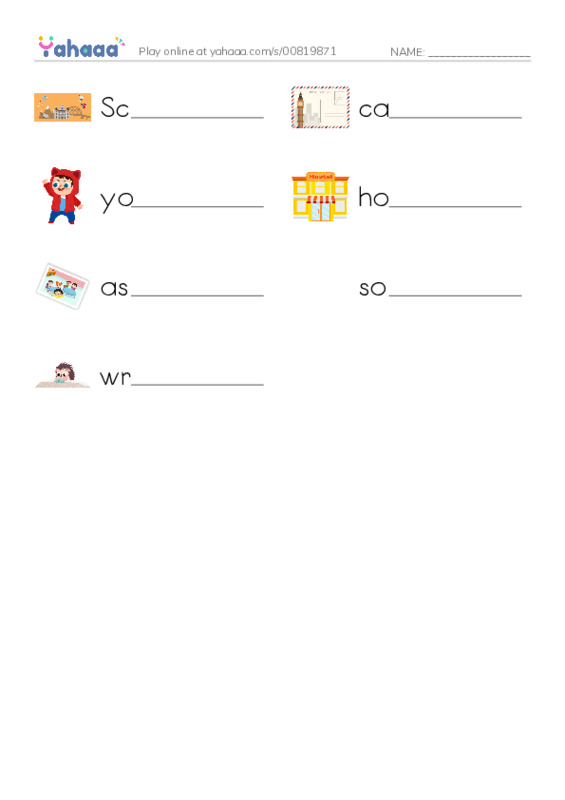 Write the word rows worksheet for L101