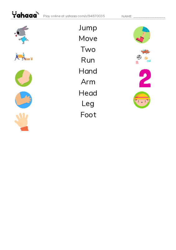 Match both sides worksheet for Move and Grin