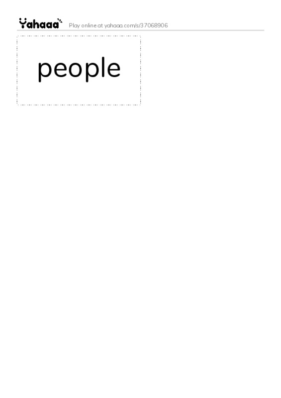 Word flashcards worksheet for people
