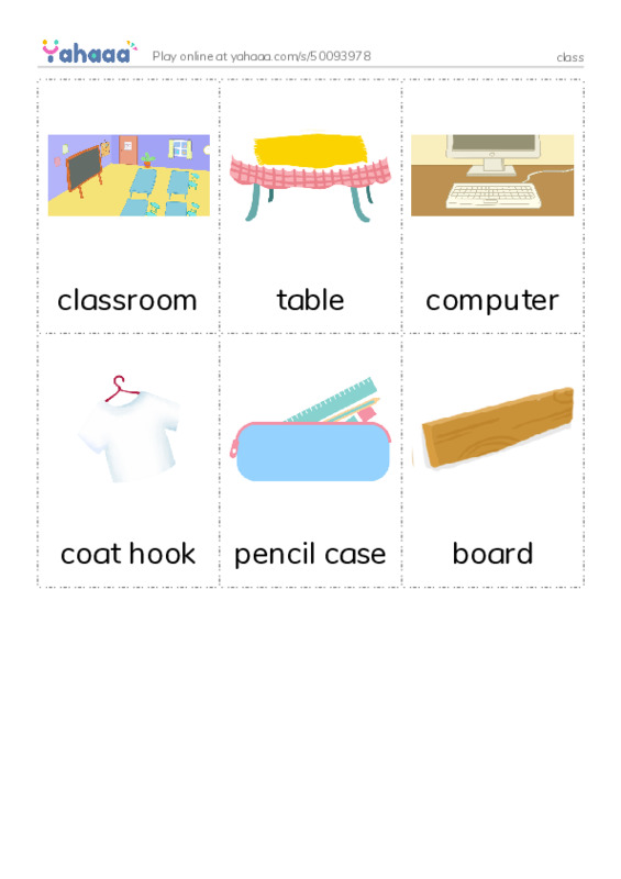 Picture flashcards worksheet for class