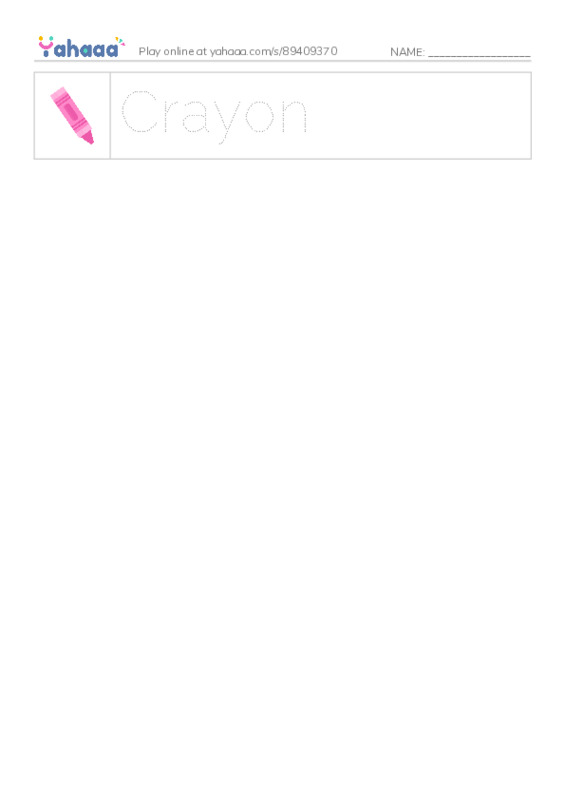 Picture and word rows worksheet for Crayon
