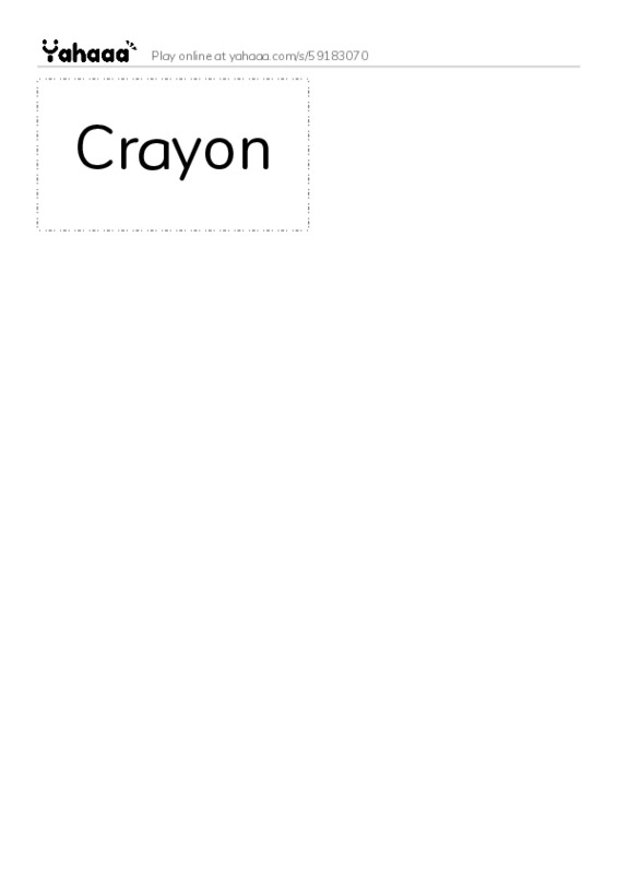 Word flashcards worksheet for Crayon