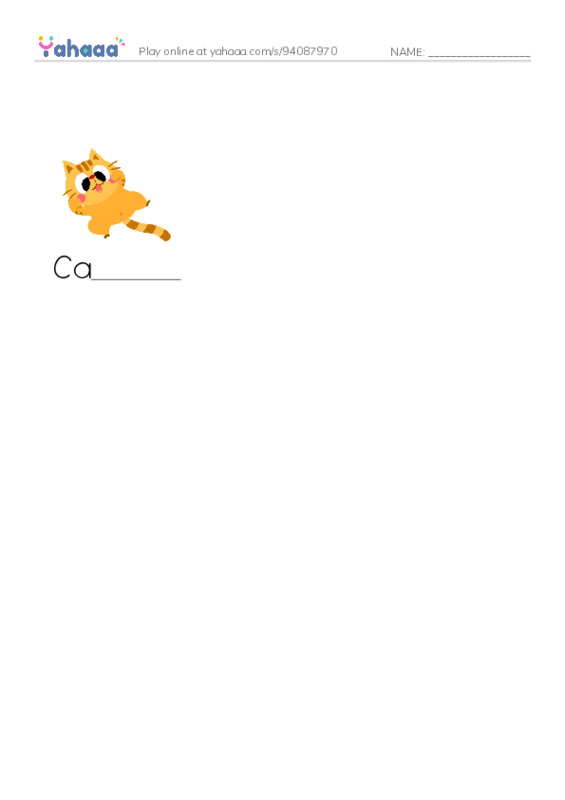 Finish the word worksheet for Cat