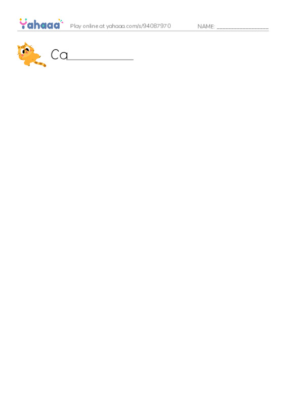 Write the word rows worksheet for Cat