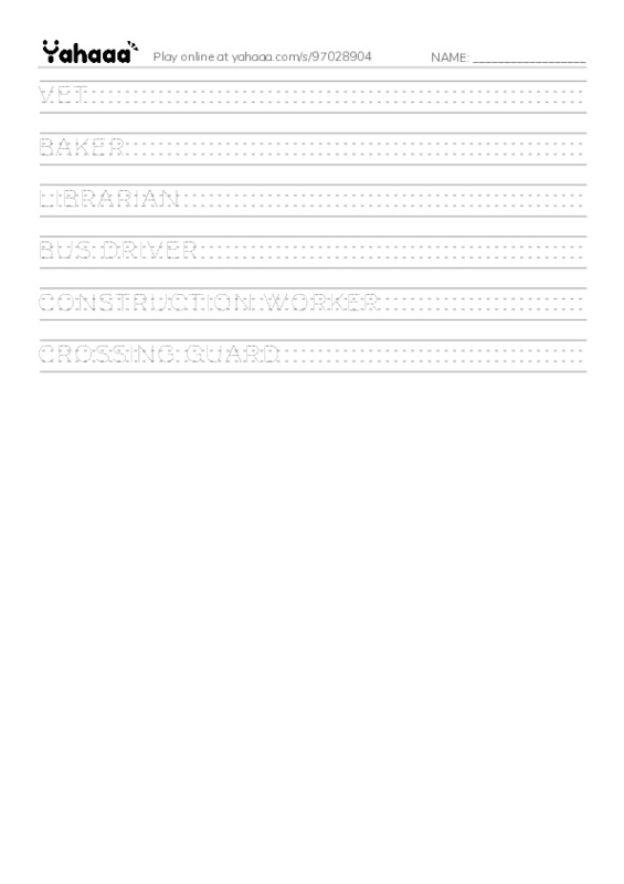Handwriting lines worksheet for GOOD JOB BEN