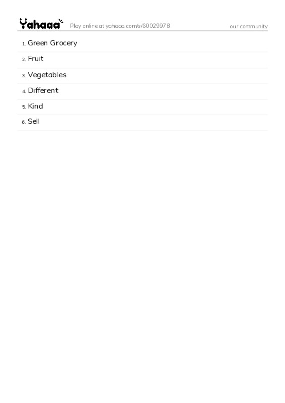 Word list with meanings worksheet for our community
