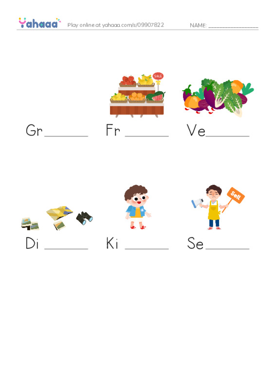Finish the word worksheet for our community