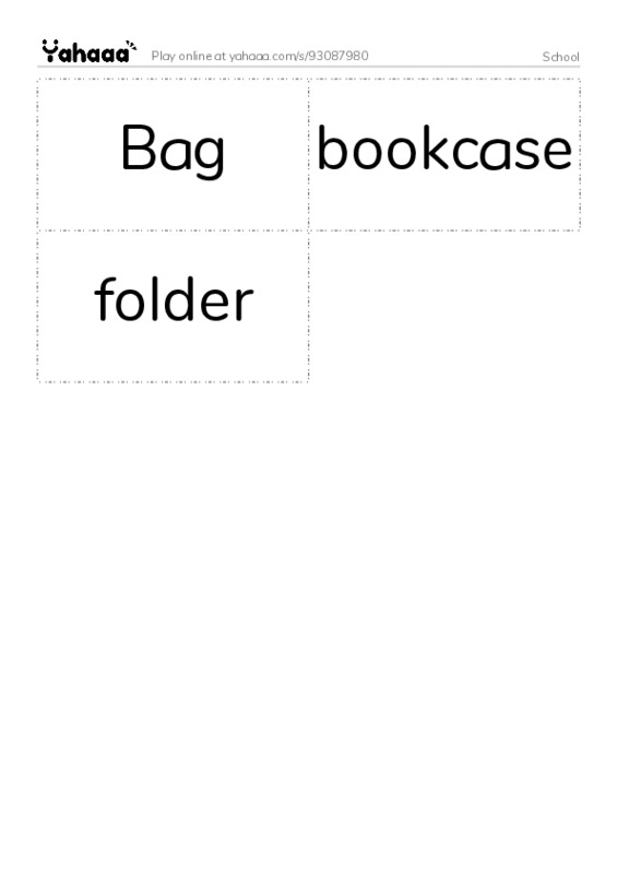 Word flashcards worksheet for School