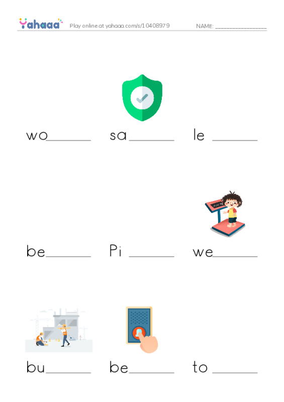 Finish the word worksheet for The leaning tower