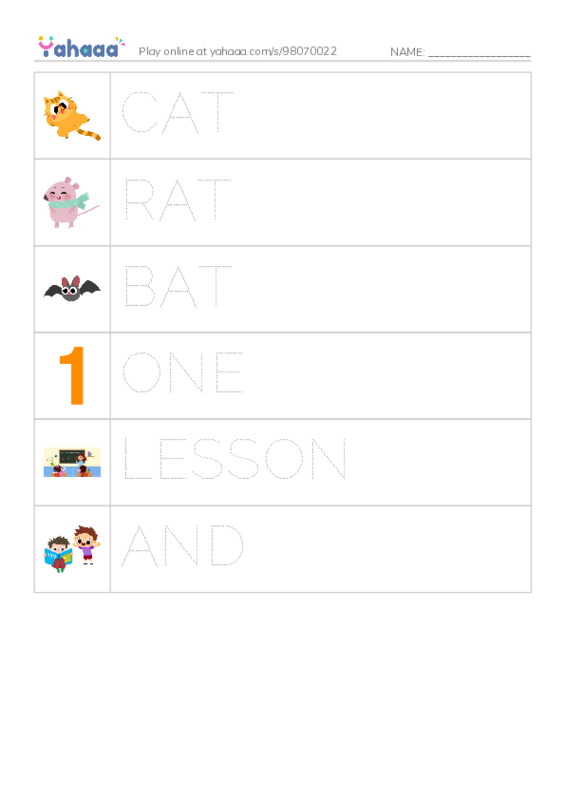Picture and word rows worksheet for GATSKEVICH