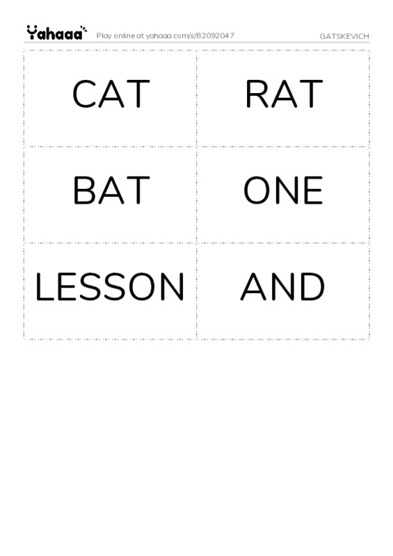 Word flashcards worksheet for GATSKEVICH