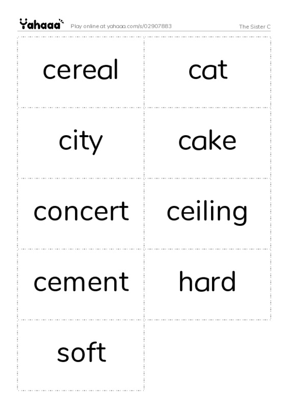 Word flashcards worksheet for The Sister C