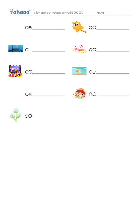 Write the word rows worksheet for The Sister C