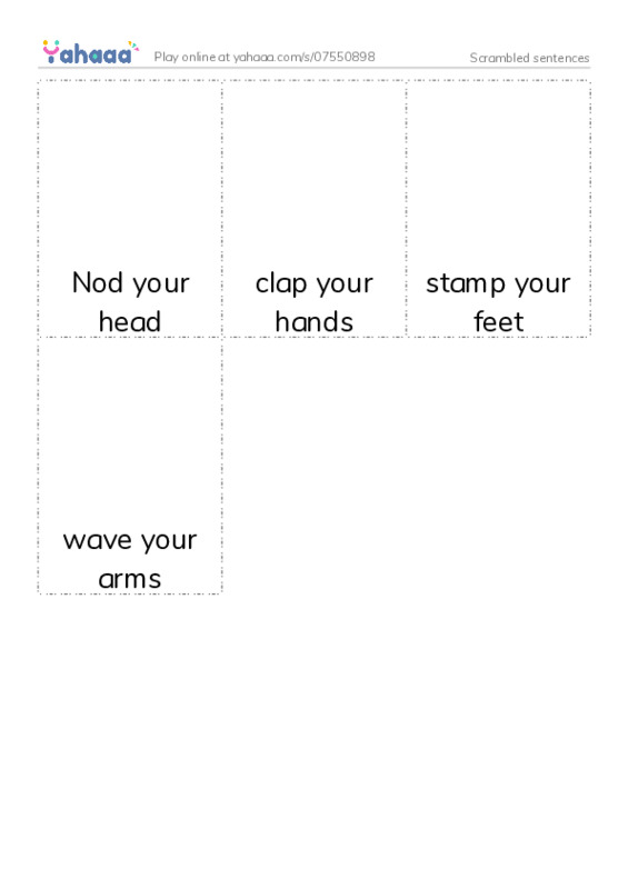 Picture flashcards worksheet for Scrambled sentences