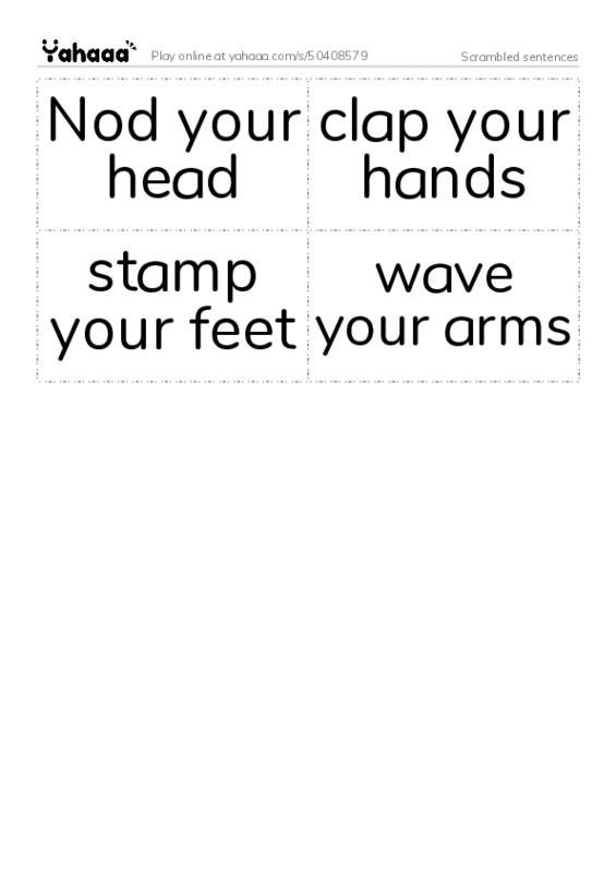 Word flashcards worksheet for Scrambled sentences